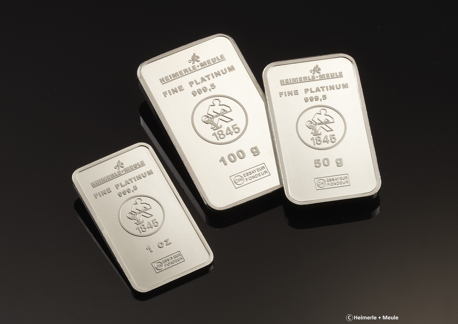 Representation of three bars of platinum